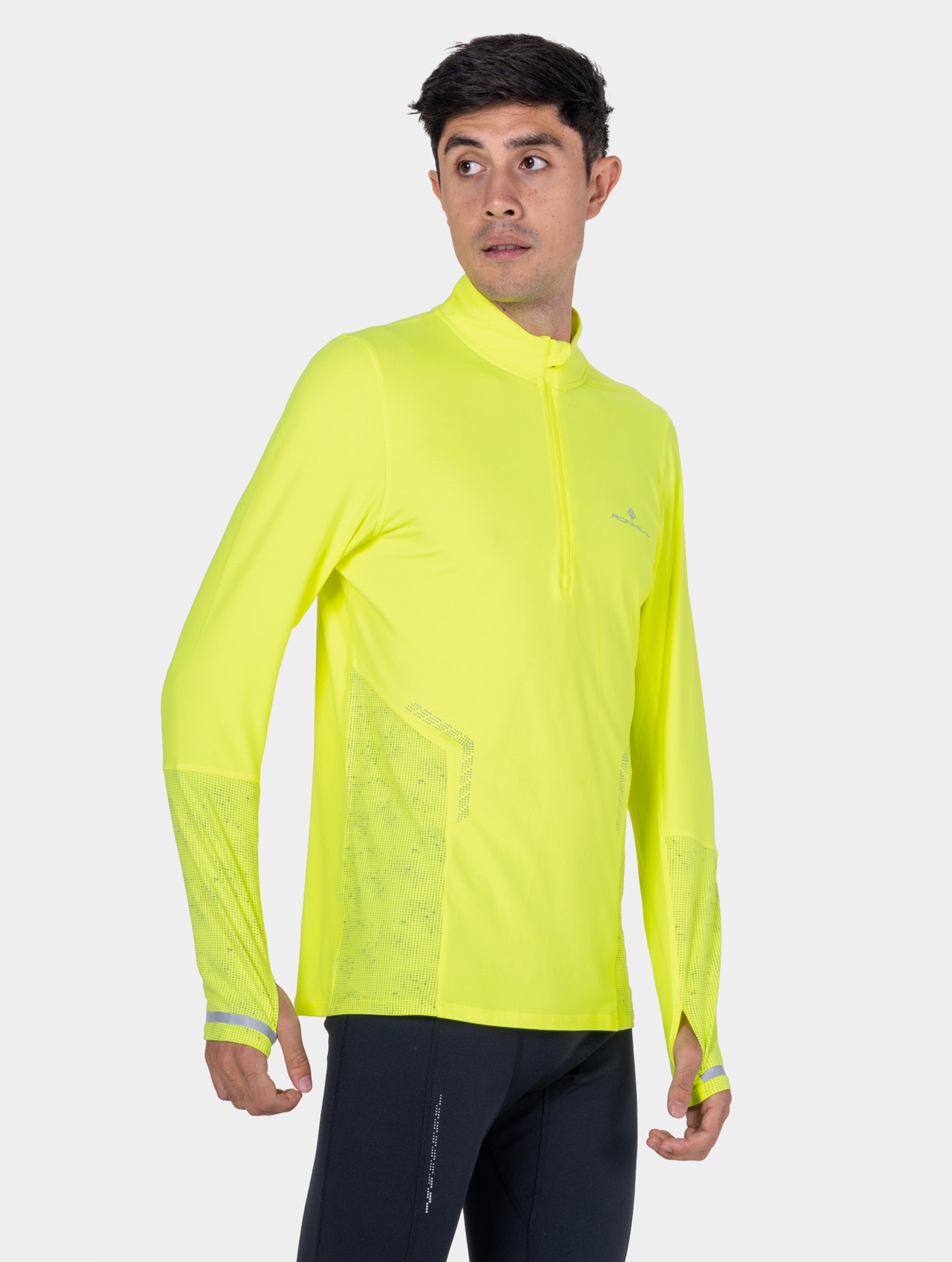 Ronhill Tech Reflect 1/2 Zip maglia running Fluo Zest riflettente
