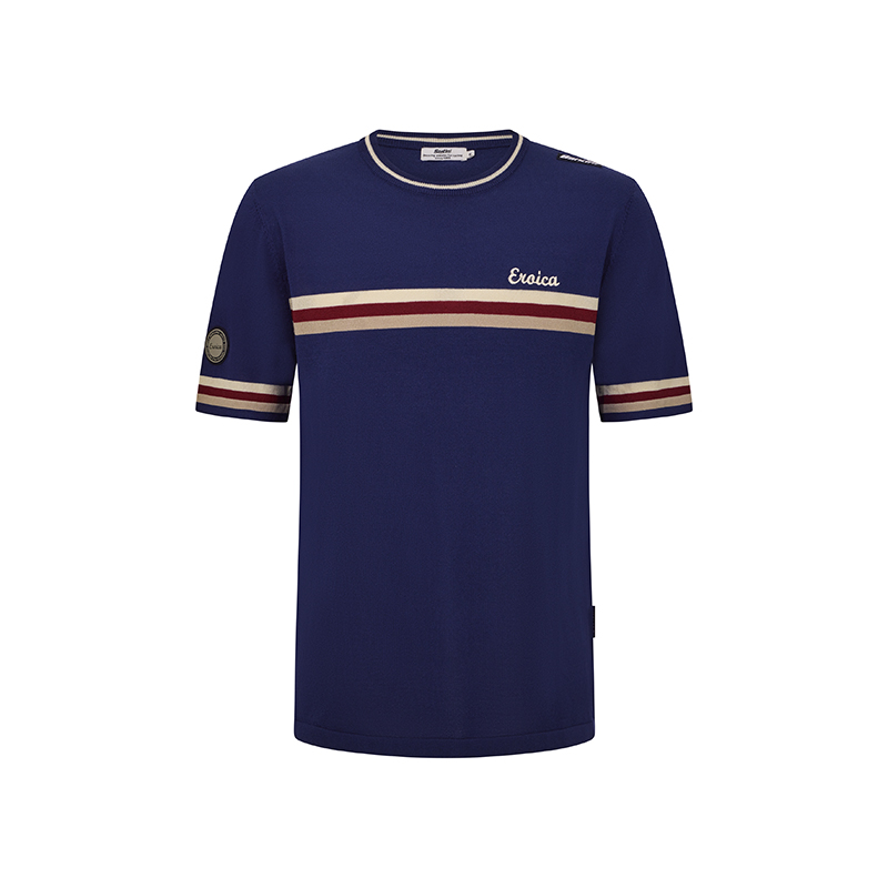 L'Eroica Timo t-shirt navy viscosa jacquard slim