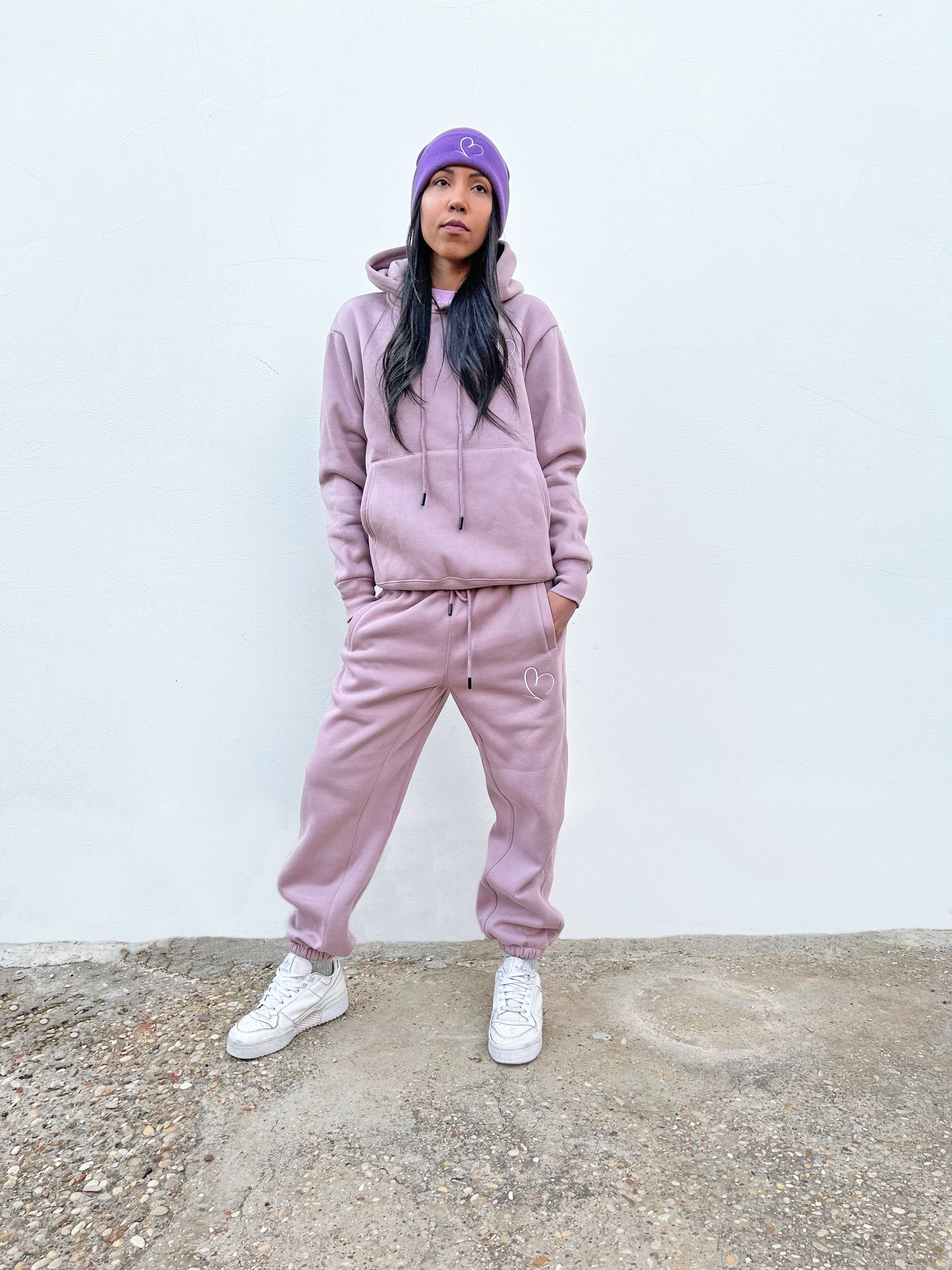 VB Light Purple tuta in cotone felpato con cappuccio