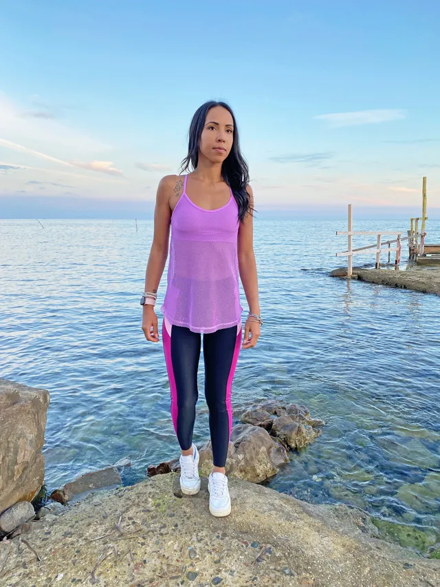 VB Lilla canottiera con top supplex traspirante