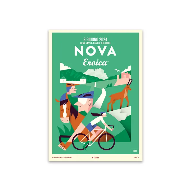 L'Eroica Gran Sasso 2024 poster illustrazione ufficiale