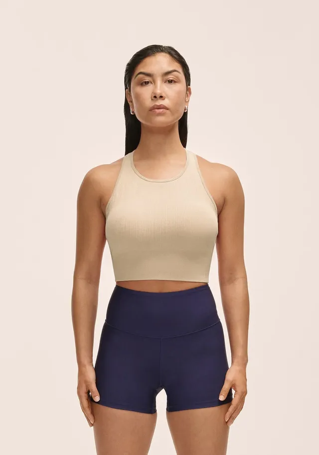 Casall Multi Rib Seamless top sportivo imbottito ecru