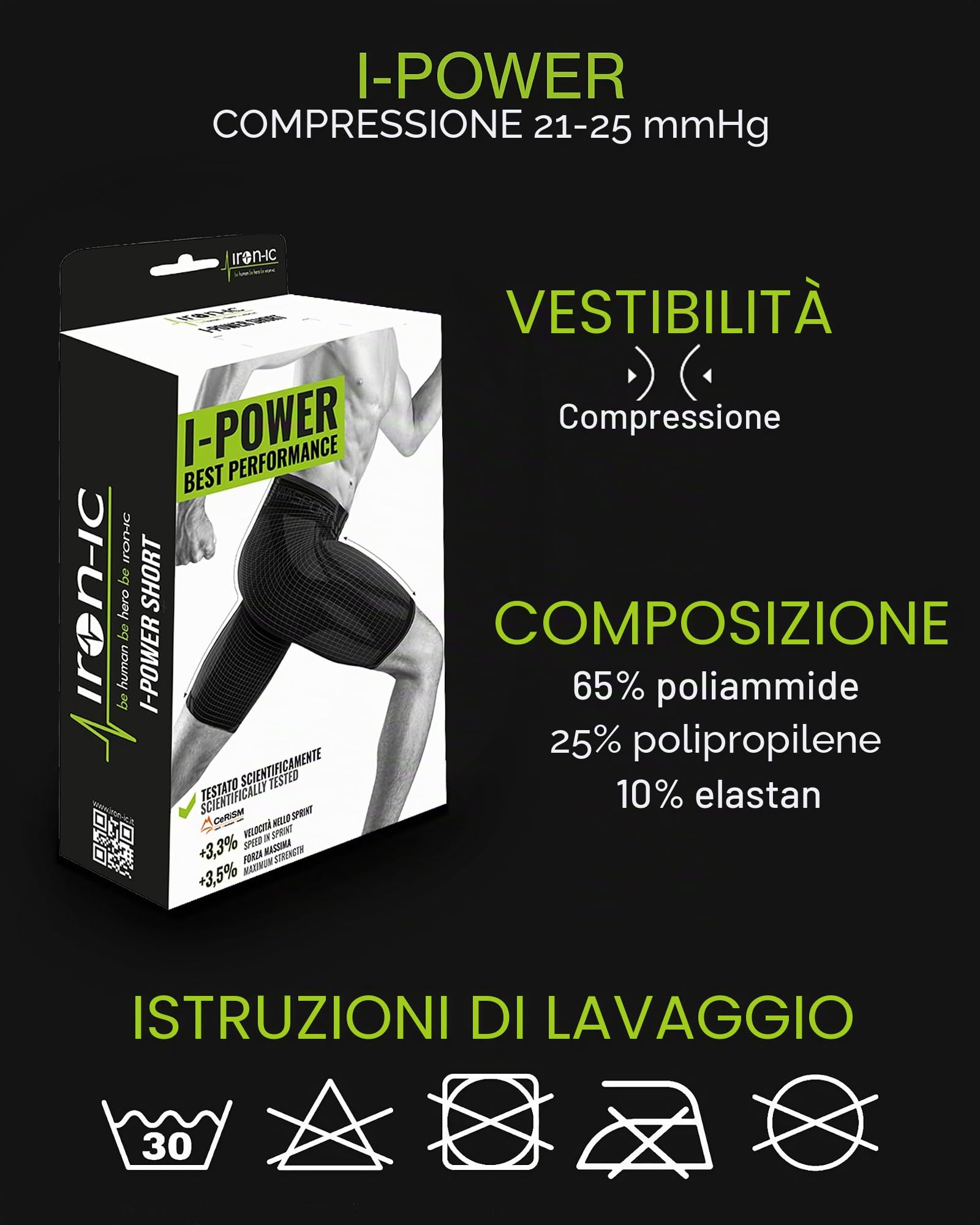 Iron-Ic I-Power 400810 pantaloncini compressione traspiranti