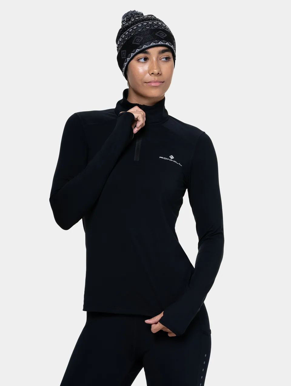 Ronhill Core Thermal maglia running Black mezza zip termica