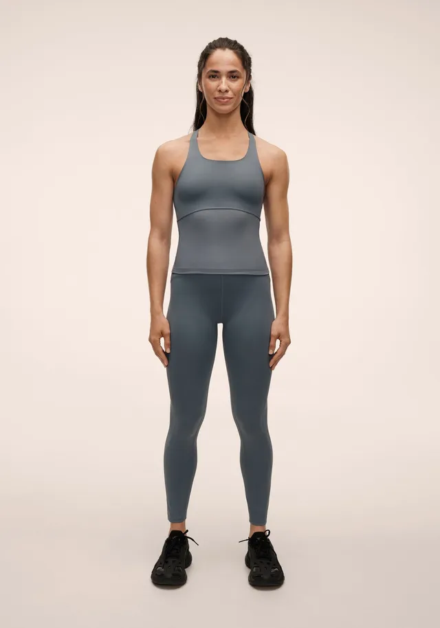 Casall Brace Rib High Waist Tights leggings blu vita alta