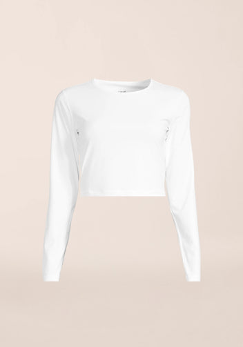 Casall Graphic Crop Long Sleeve maglia bianca training