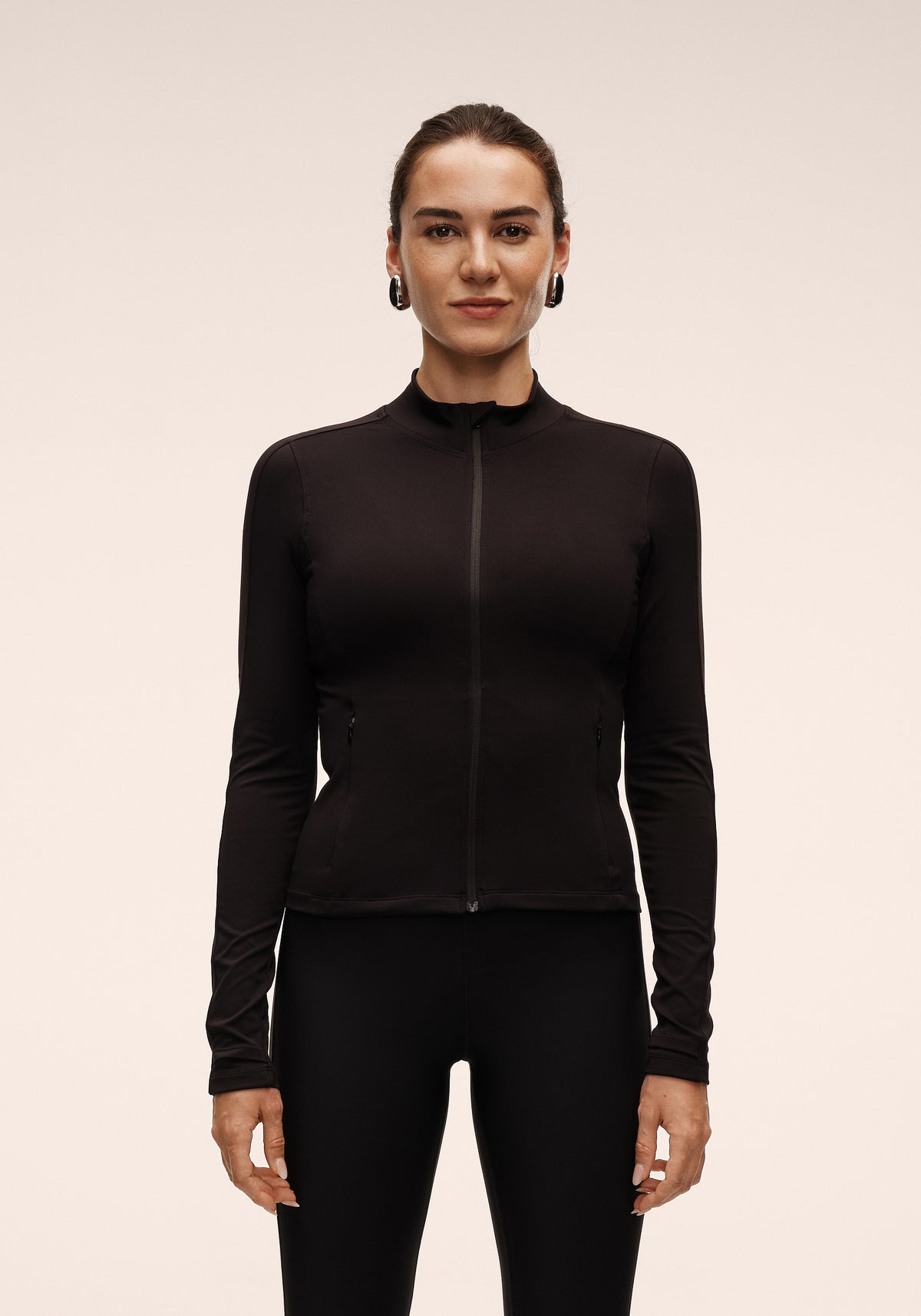 Casall Soft Touch Zip giacca sportiva nera con zip modellante