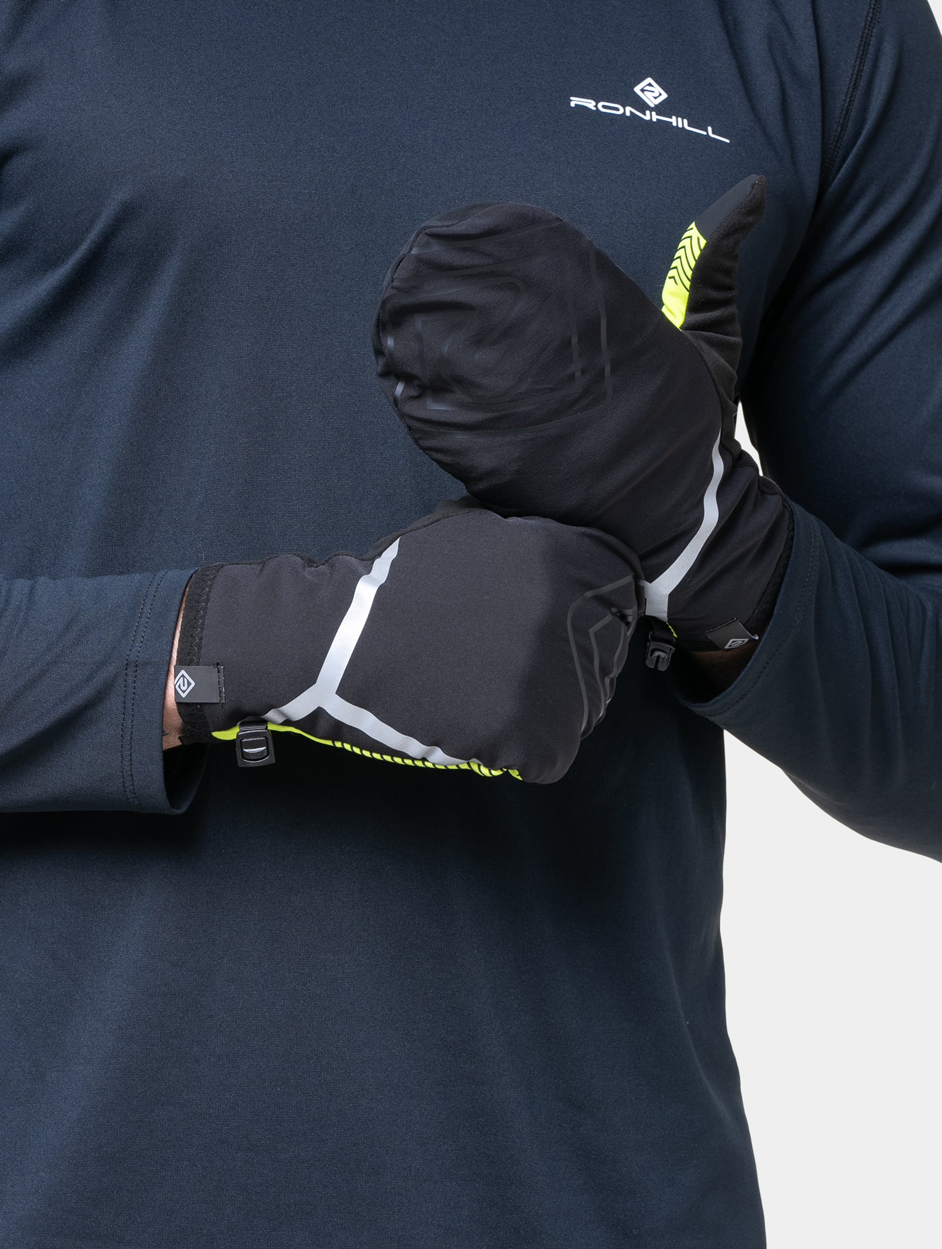 Ronhill Wind-Block Guanti Running Convertibili Neri