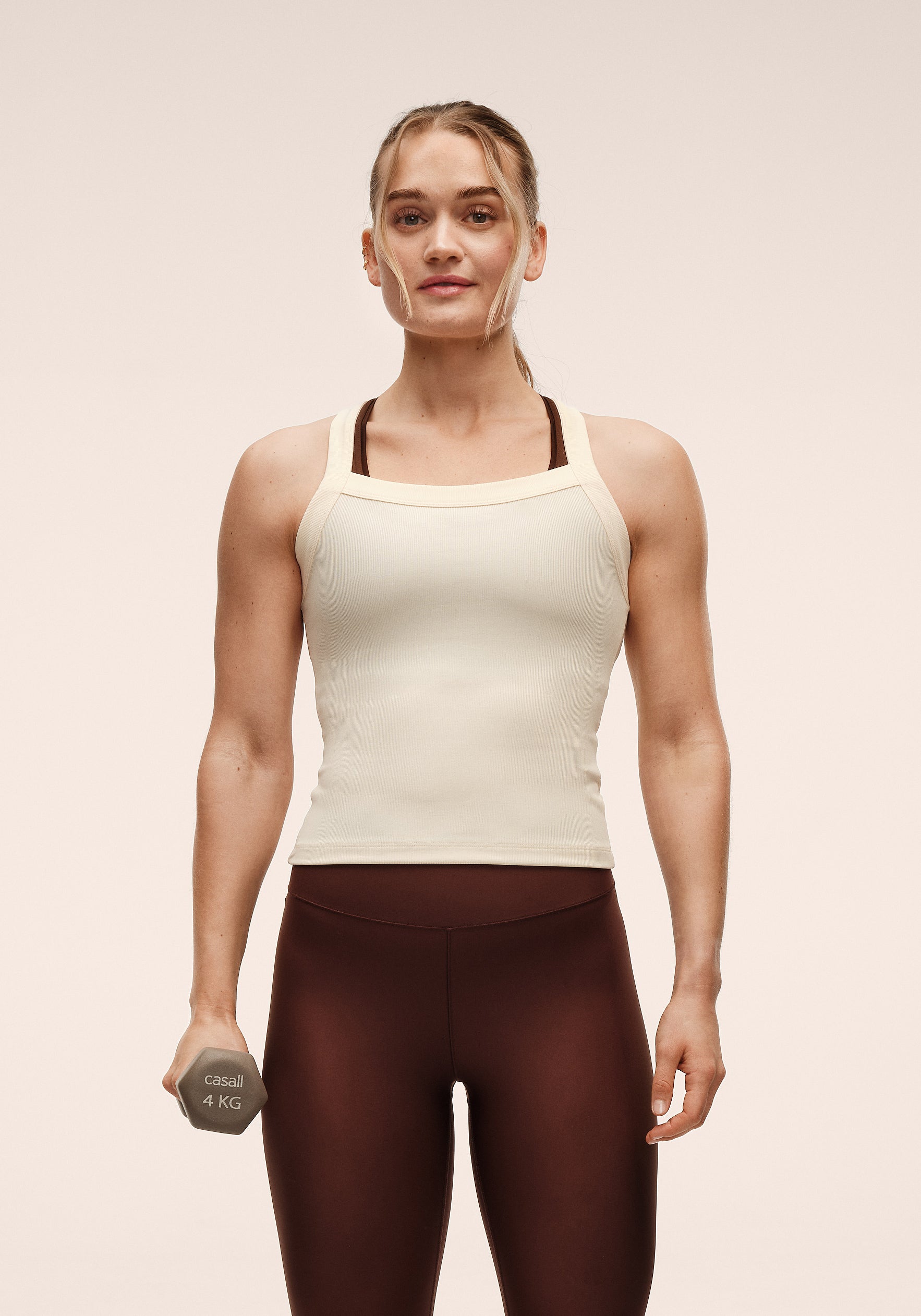 Casall Defined Rib Tank canotta crema costine
