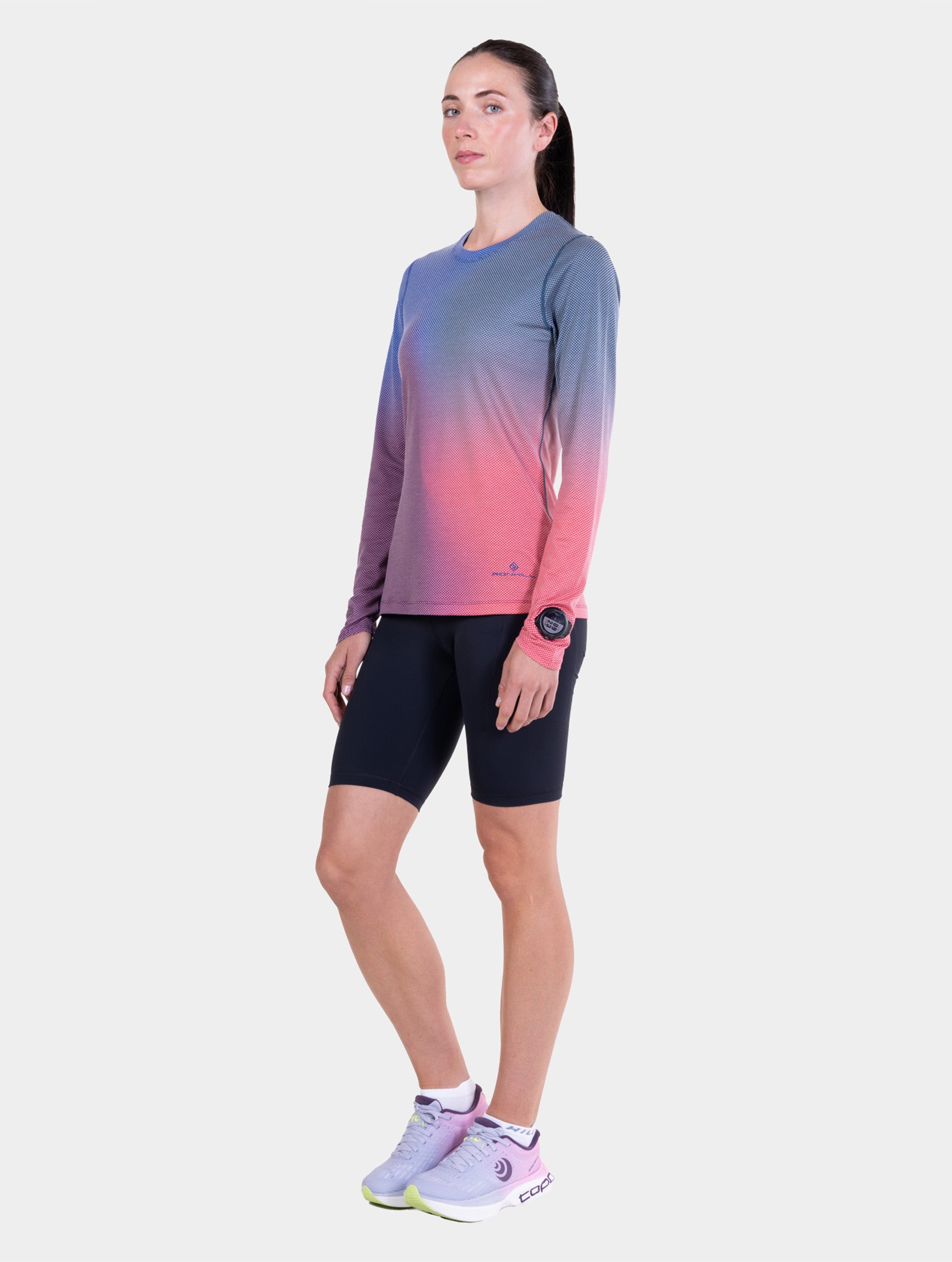 Ronhill Tech Golden Hour maglia donna Blue Violet manica lunga