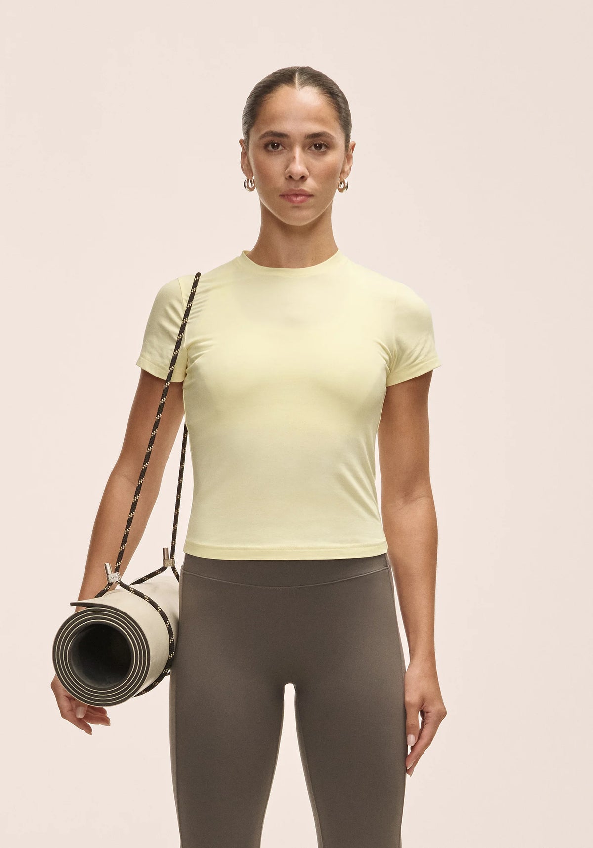 Casall Cotton Blend Slim Tee T-shirt Yellow Steam