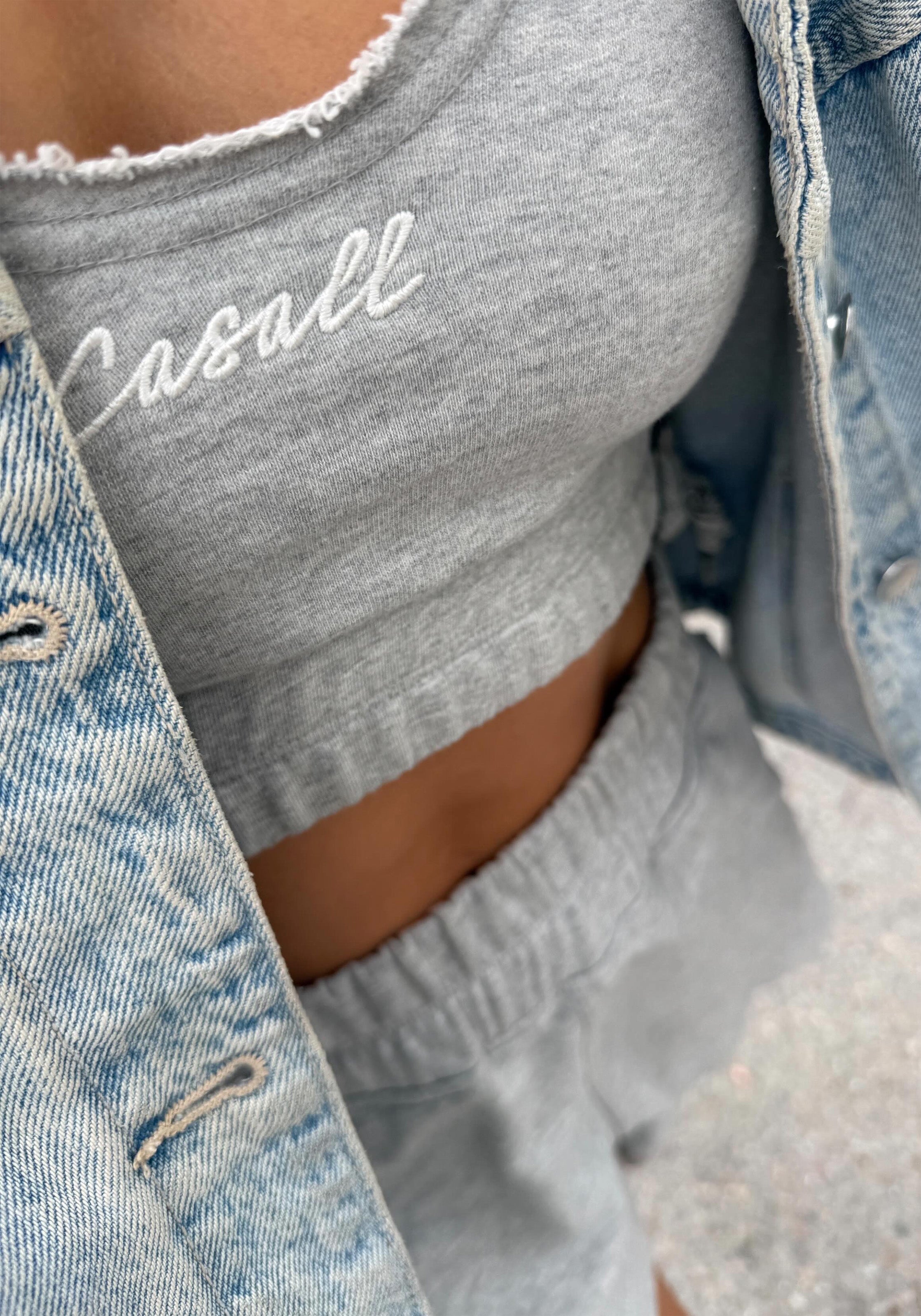 Casall Reversed Seam Terry Top maglia grigio melange cotone