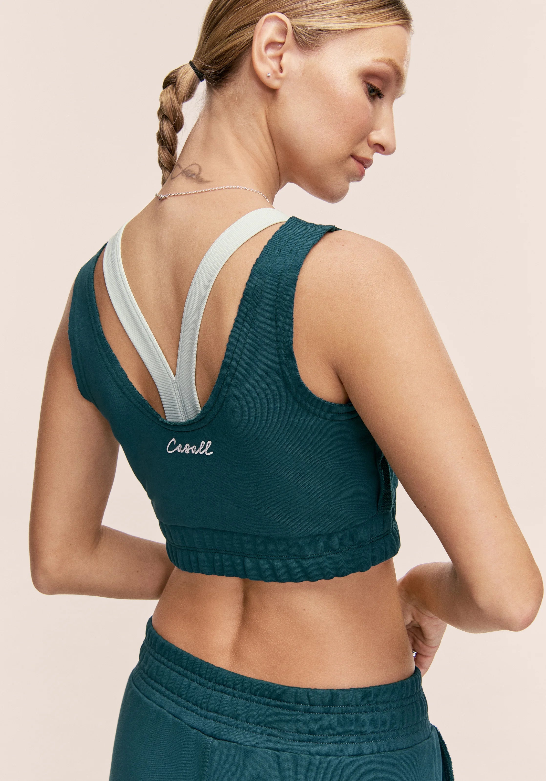 Casall Reversed Seam Terry Top top fitness verde cotone relaxed