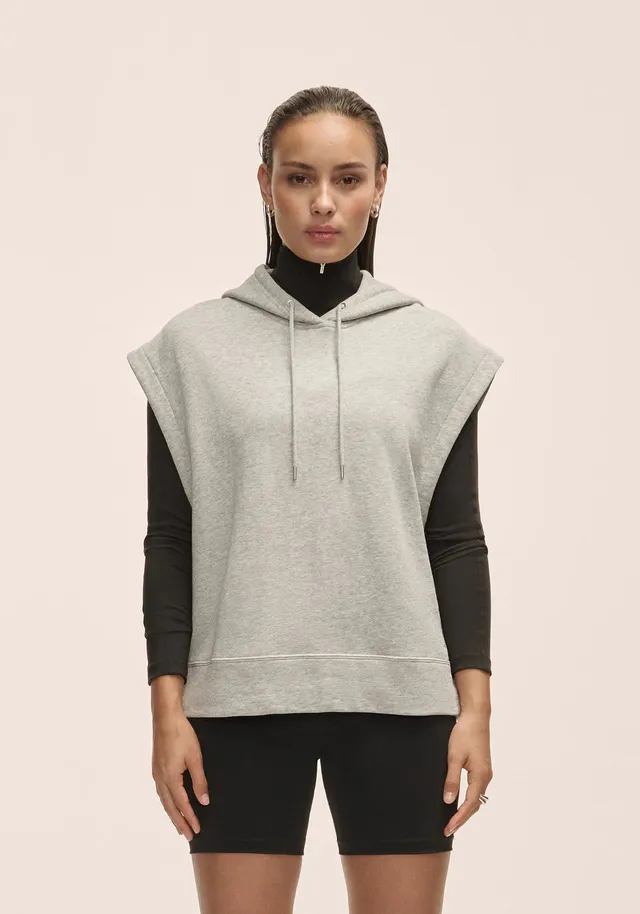 Casall Terry Spring Sleeveless Hoodie felpa grigia cotone