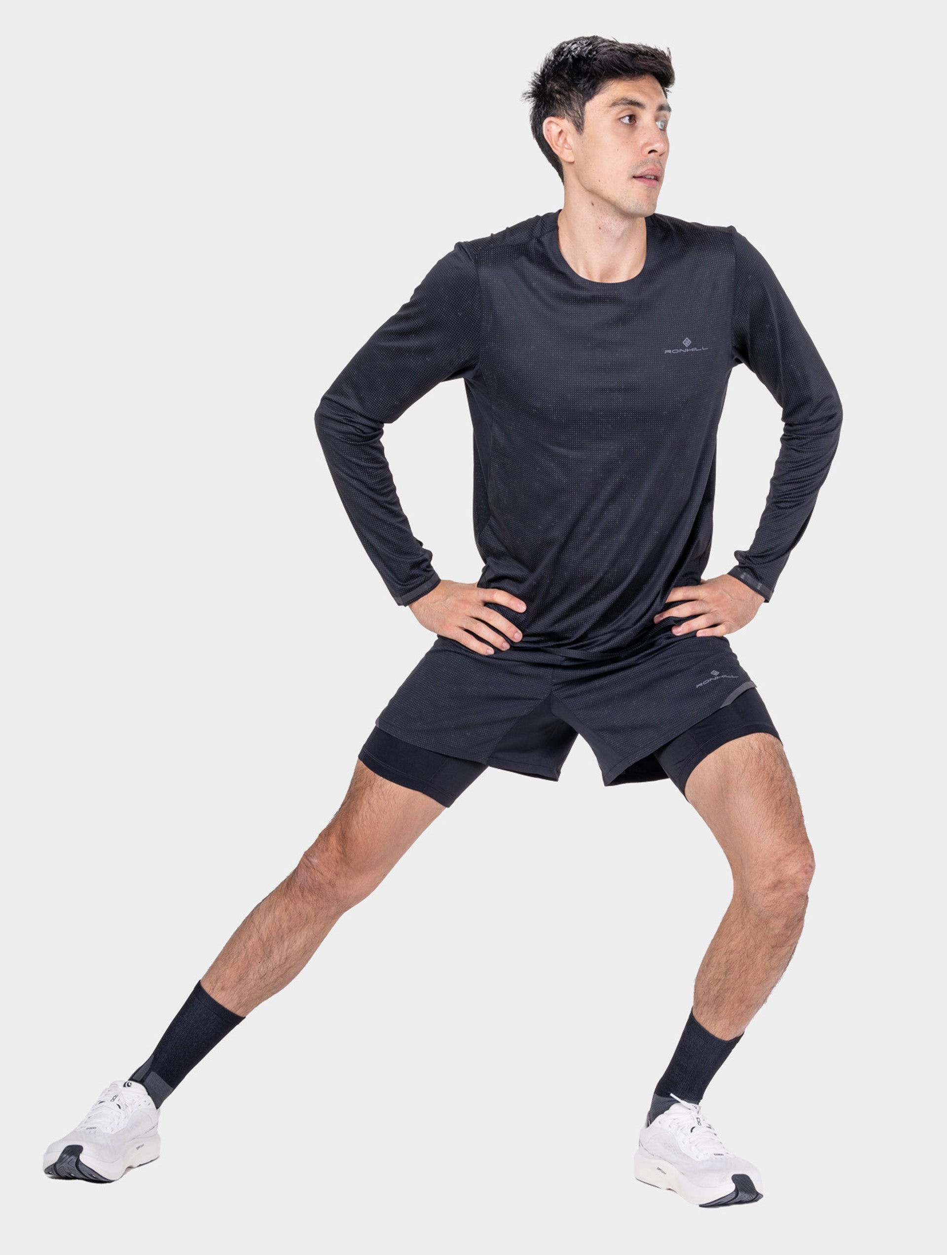 Ronhill Tech Reflect Lux L/S Tee maglia manica lunga nera riflettente