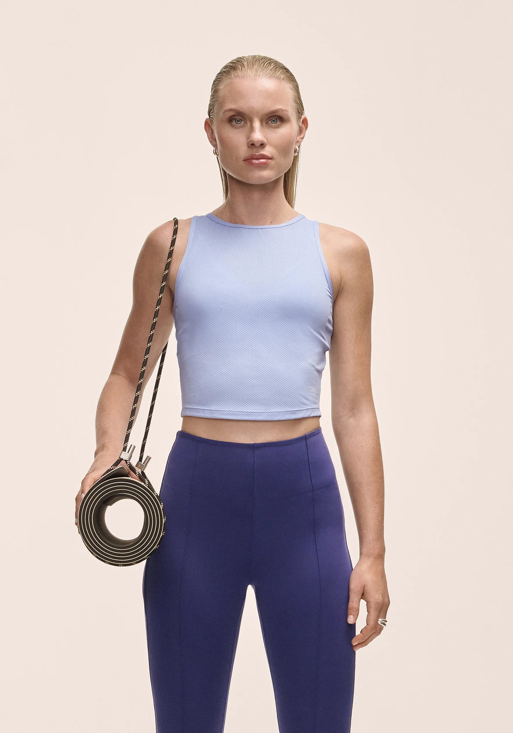 Casall Laser Mesh Crop Top top fitness blu traspirante