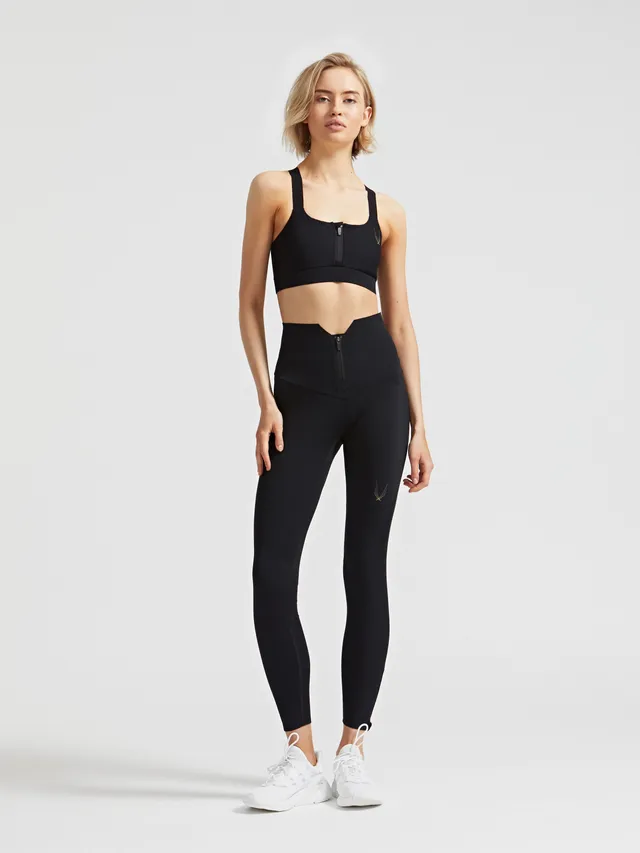 Lucas Hugh Torque leggings neri compressivi con zip