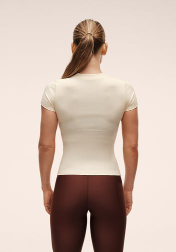 Casall Defined Rib t-shirt crema coste elasticizzata