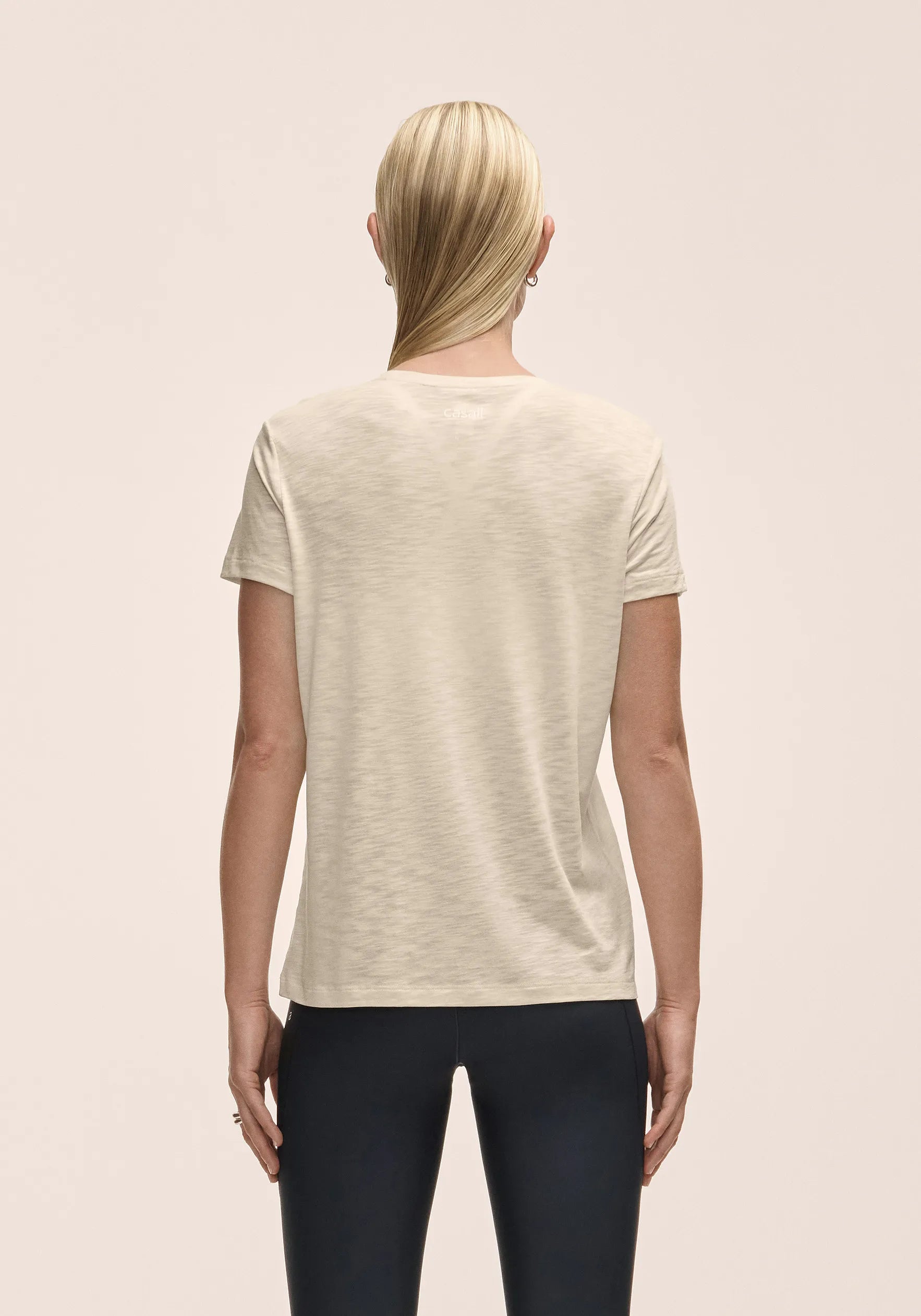 Casall Soft Texture Tee t-shirt ecru collo alto
