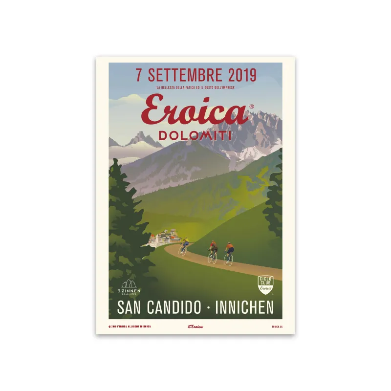 L'Eroica Dolomiti 2019 poster illustrazione ufficiale