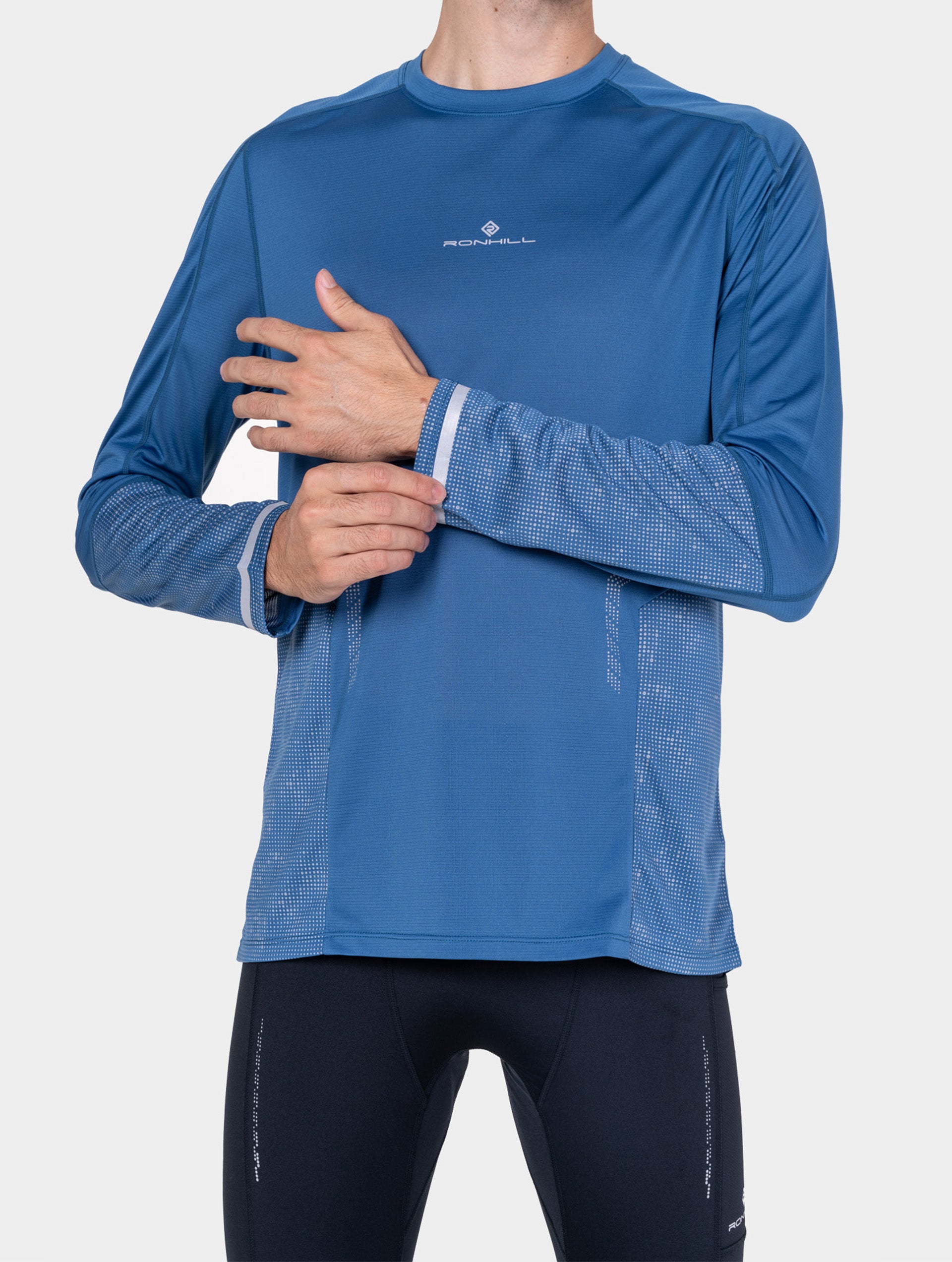 Ronhill Tech Reflect L/S Tee maglia manica lunga Glacier riflettente