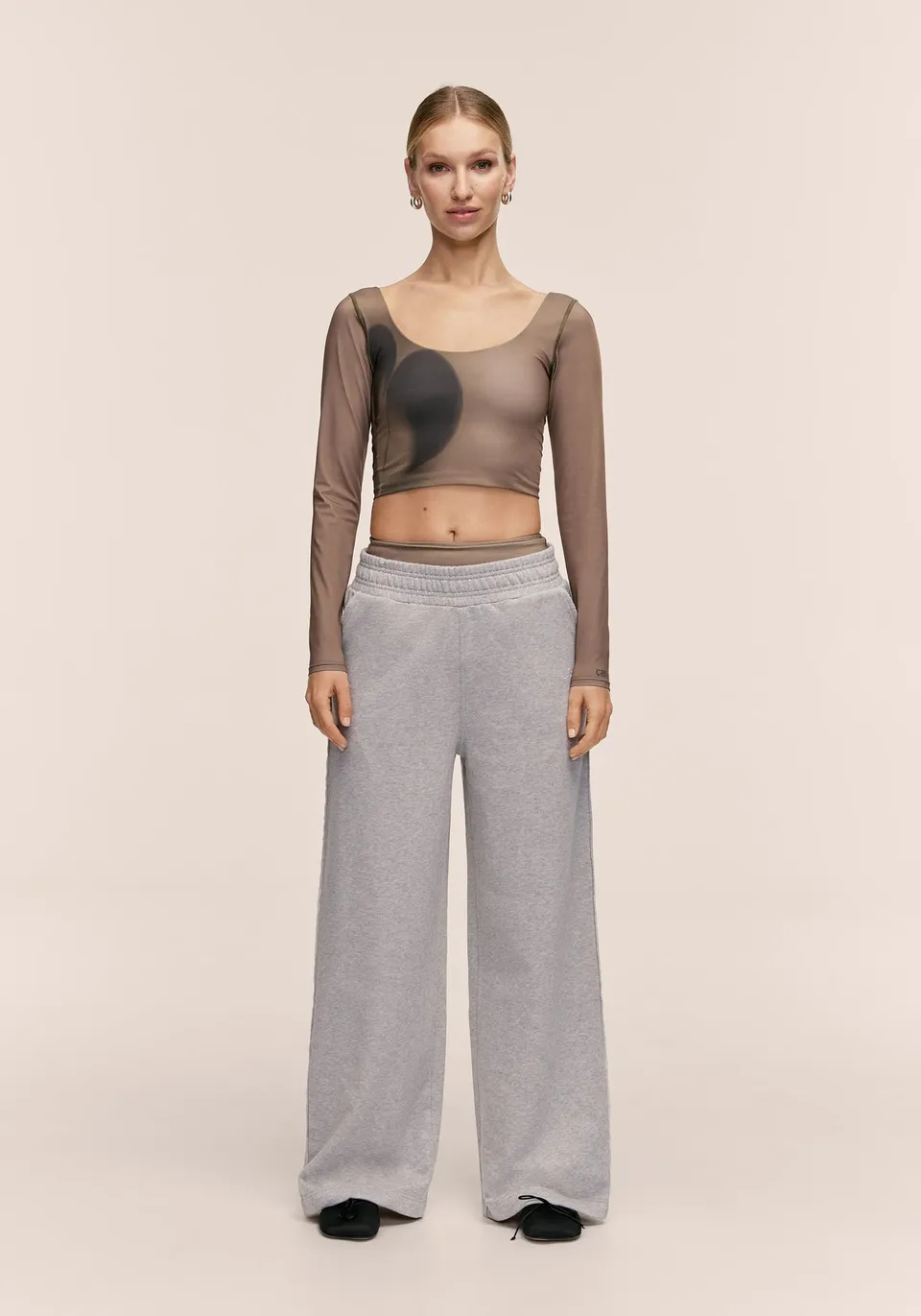 Casall Reversed Seam Terry Loose Pants Grigio Melange cotone