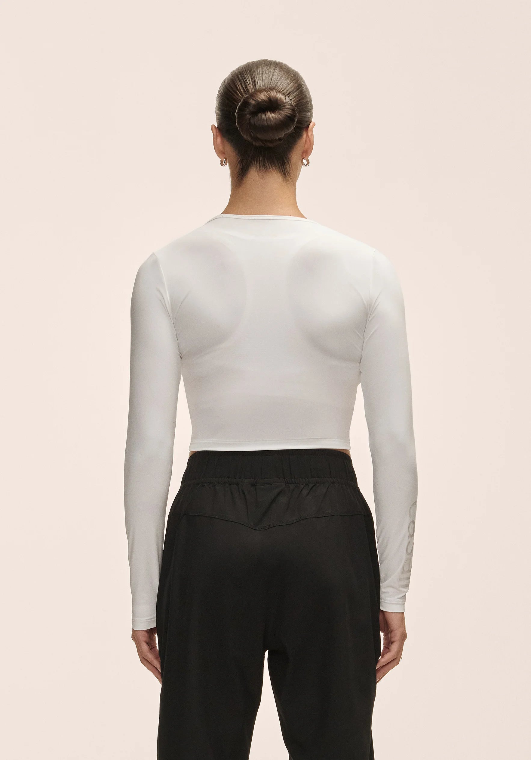 Casall Graphic Crop Long Sleeve maglia bianca training
