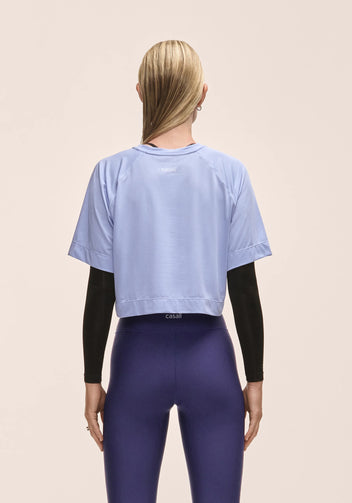 Casall Laser Mesh Crop Tee t-shirt Blueberry Mist traspirante