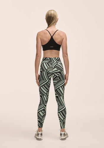 Casall Essential Printed Tights leggings verde vivid vita alta