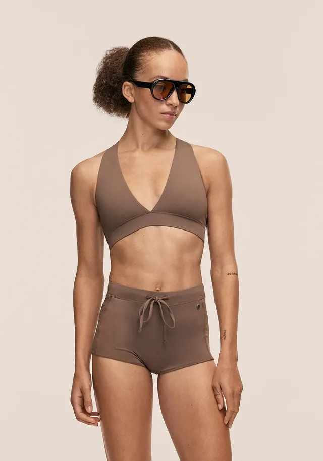 Casall V-Neck Crossback top bikini warm khaki UV 50+