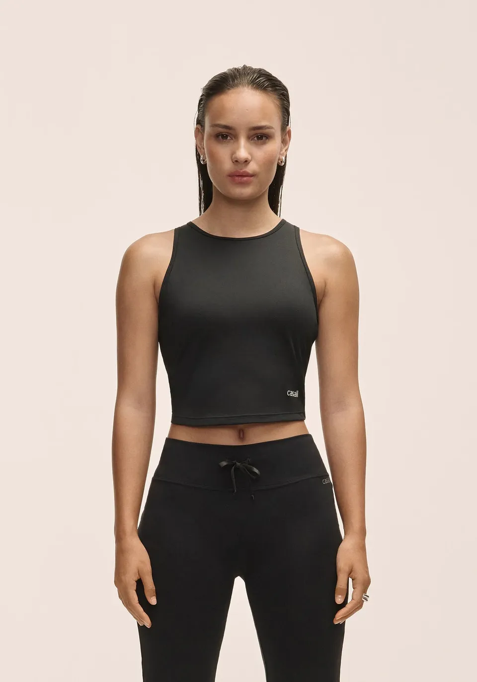 Casall Laser Mesh Crop Top sportivo nero traspirante