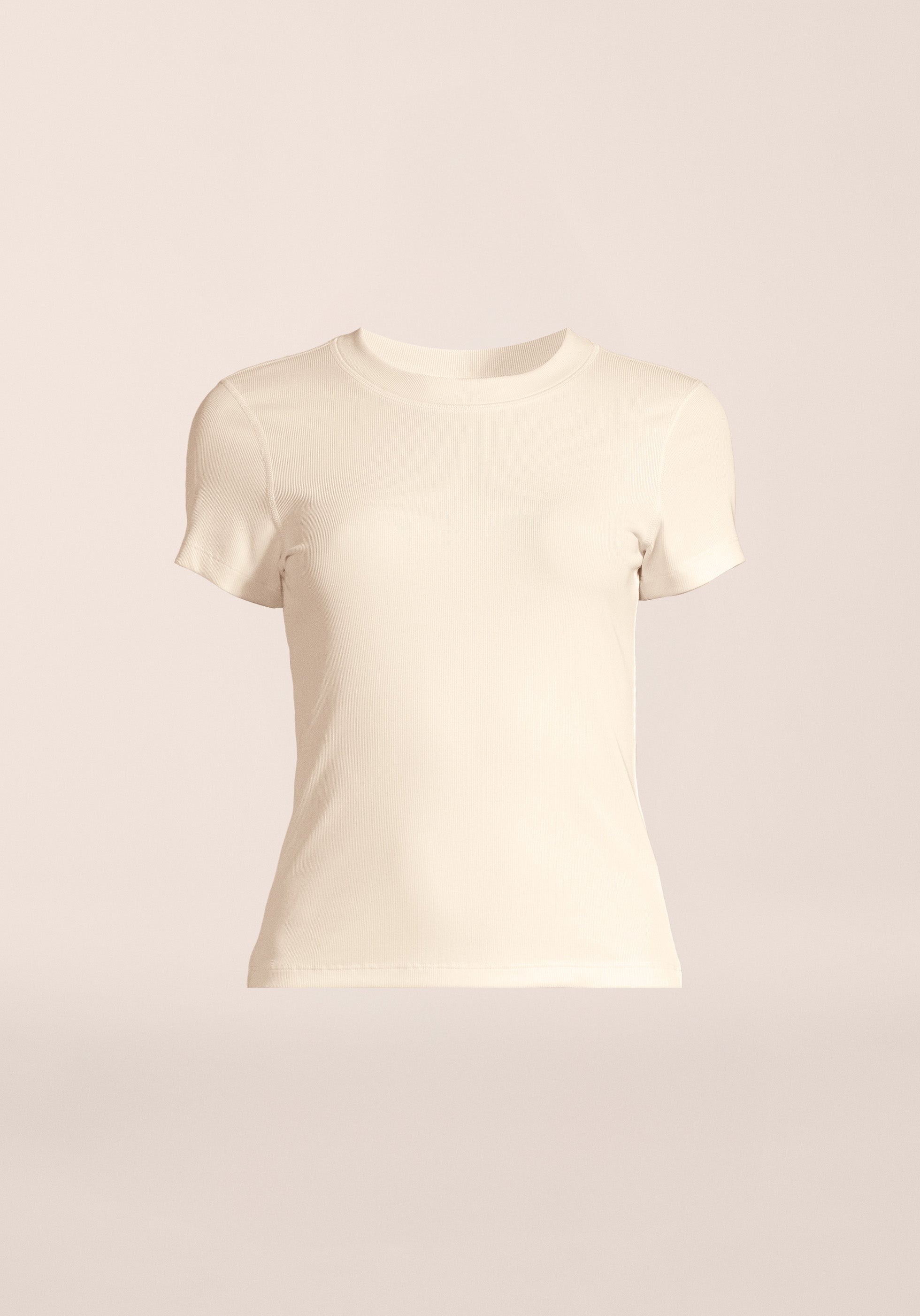 Casall Defined Rib t-shirt crema coste elasticizzata