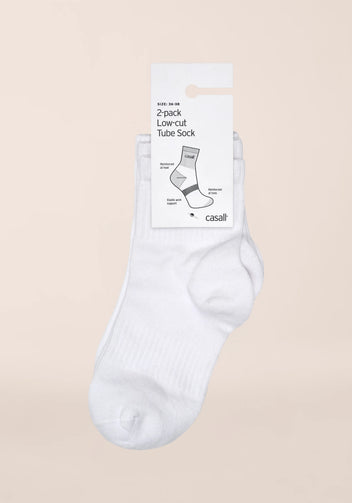 Casall Low-Cut Tube Sock Calzini Corti Bianchi 2 Paia