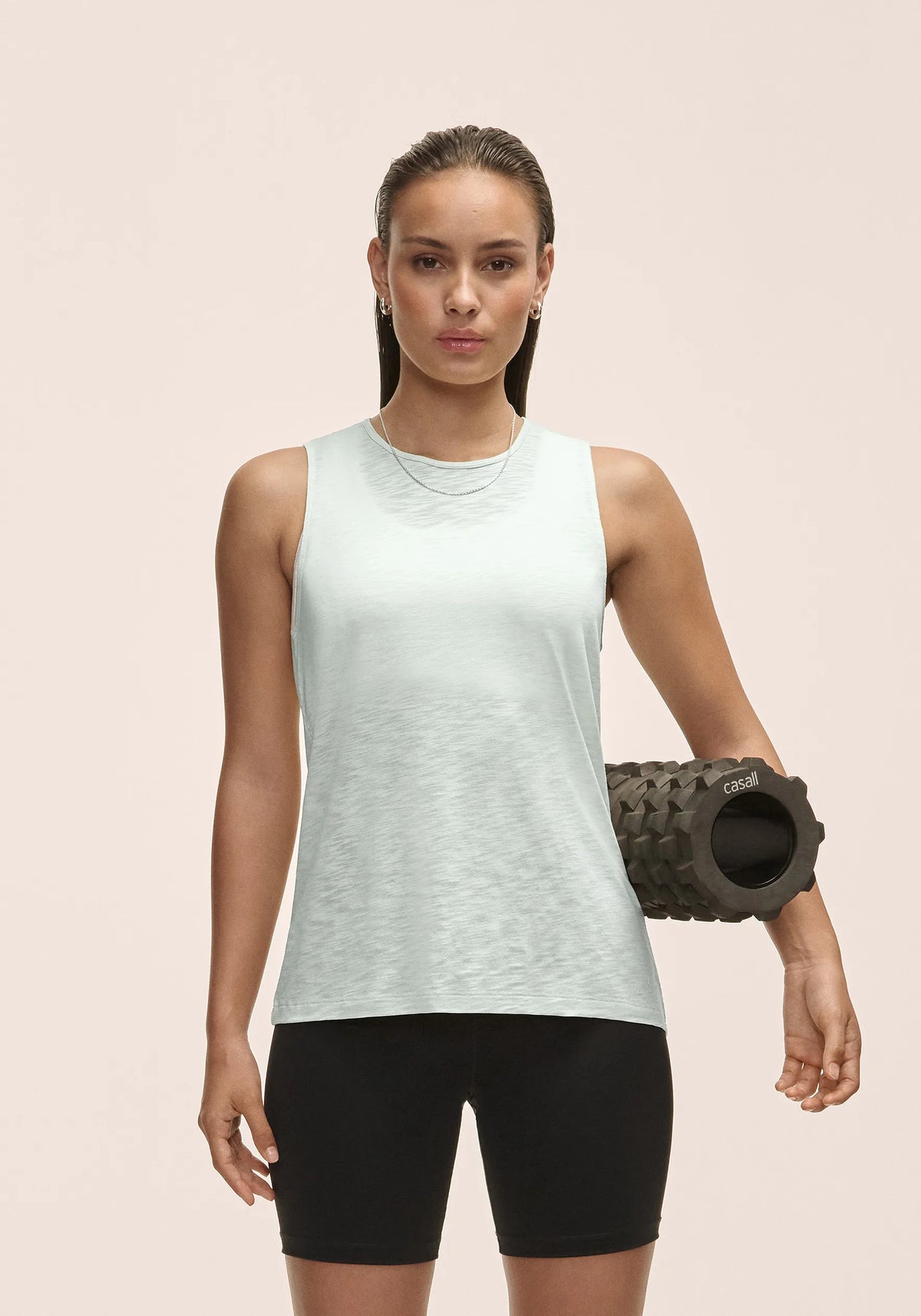 Casall Soft Texture Tank canotta yoga verde Tencel