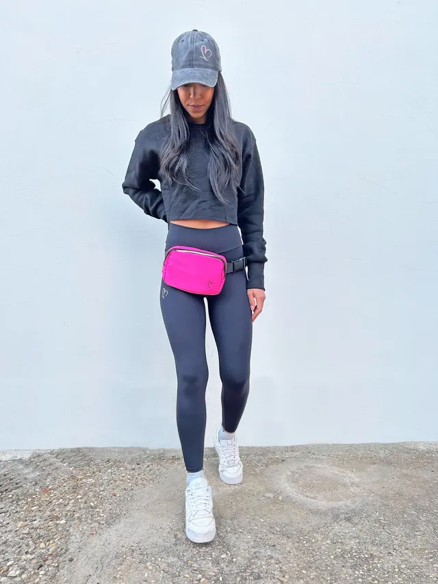 VB Marsupio in nylon fucsia con zip oro