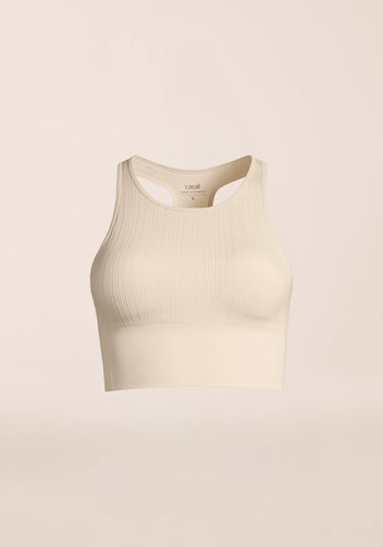 Casall Multi Rib Seamless top sportivo imbottito ecru
