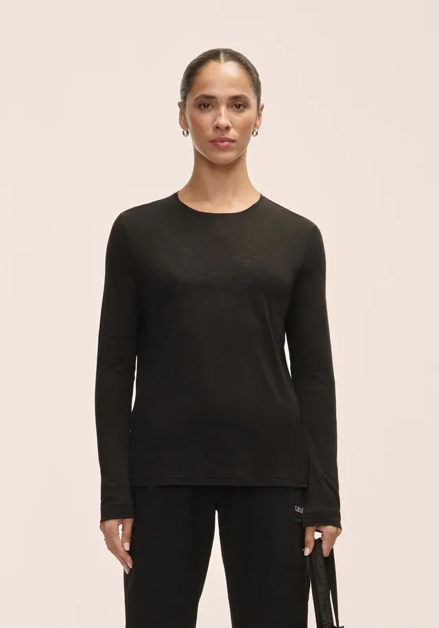 Casall Soft Texture Long Sleeve maglia Nera Tencel morbida