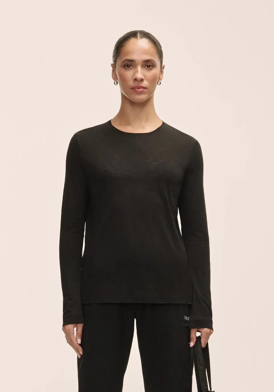Casall Soft Texture Long Sleeve maglia Nera Tencel morbida