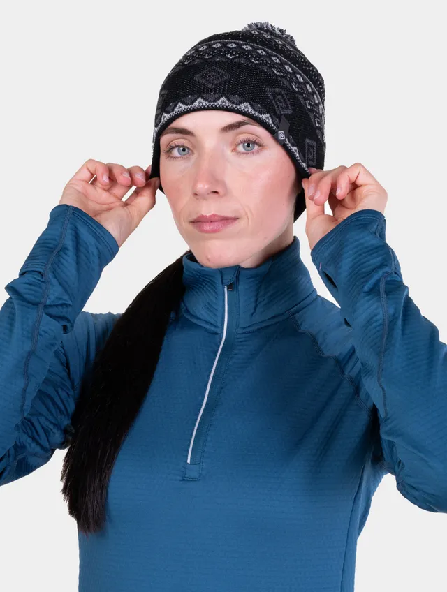 Ronhill Winter Bobble Hat berretto invernale nero con pon pon