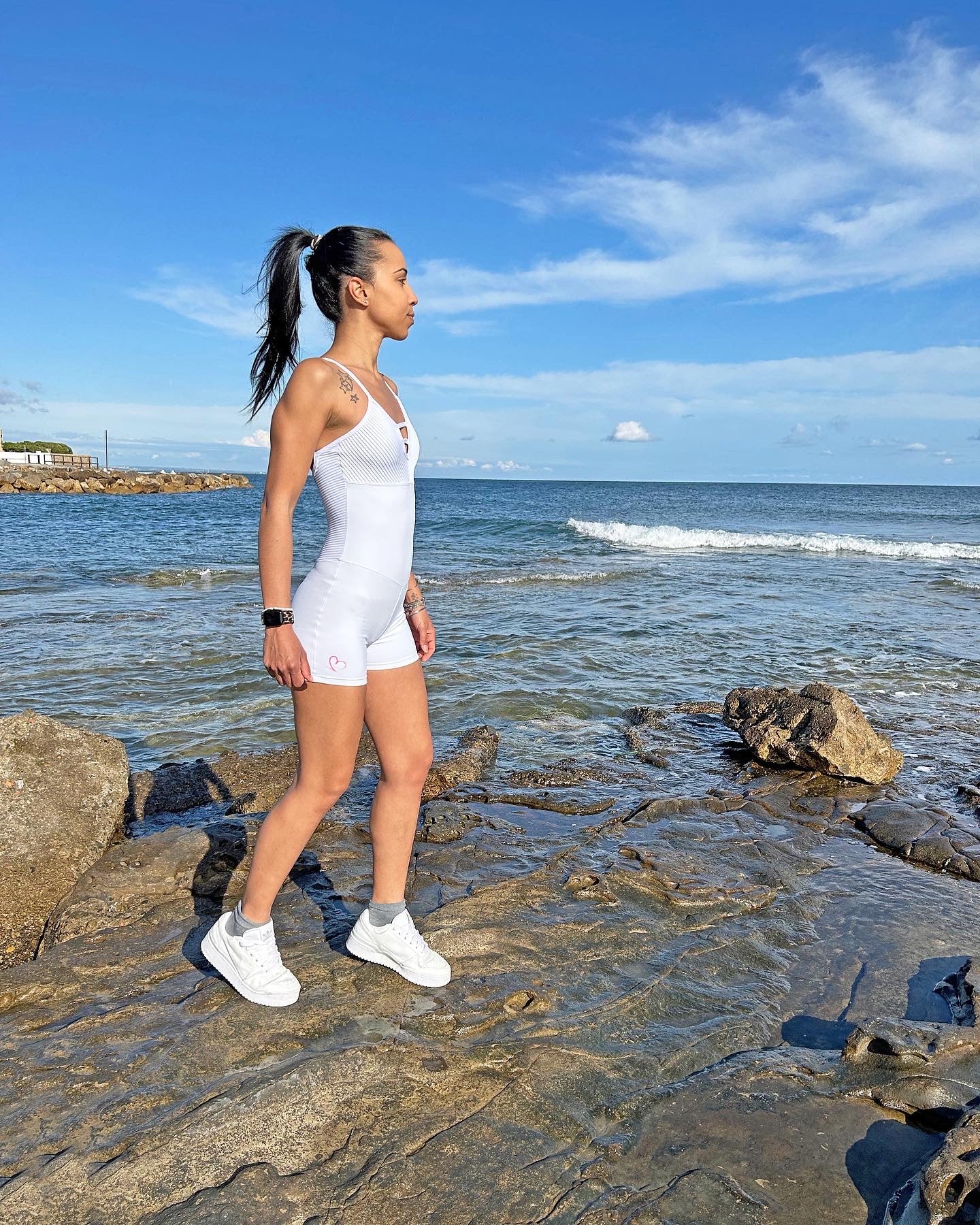 VB bianca tutina sportiva traspirante coppe