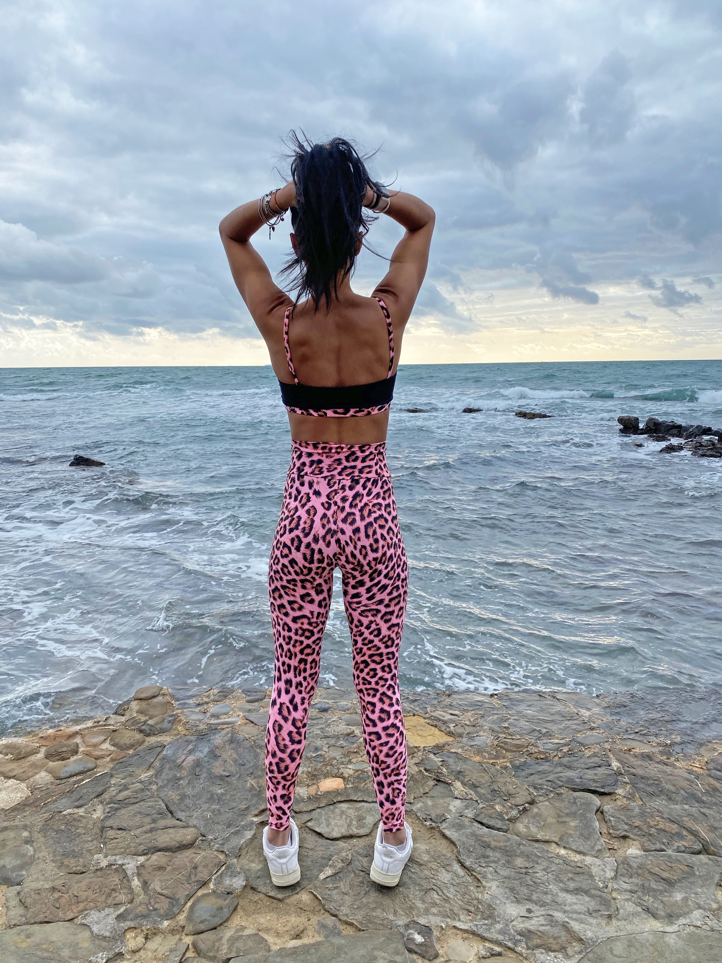 VB Top maculato nero e rosa supplex traspirante
