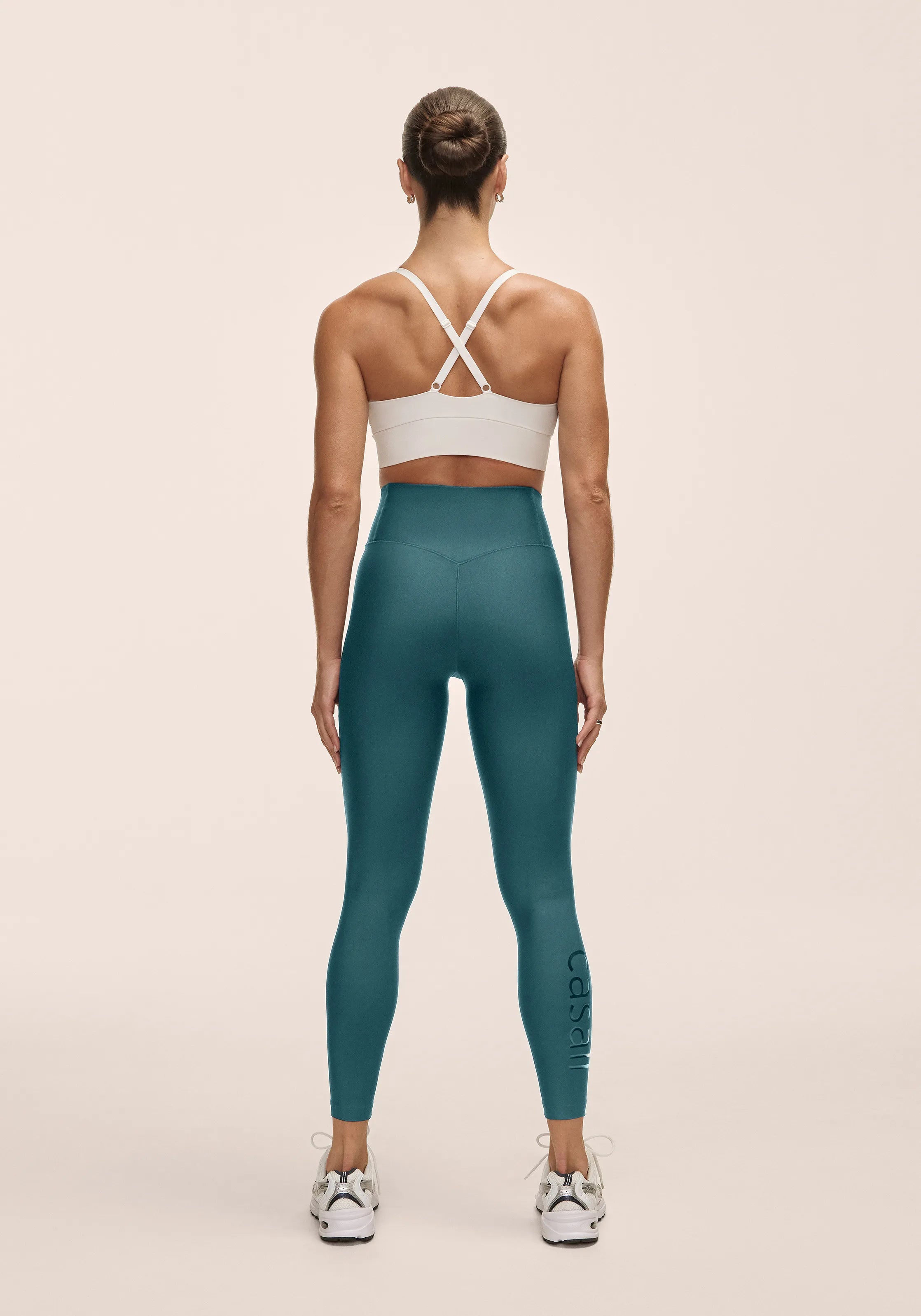 Casall Graphic High Waist Tights leggings teal vita alta