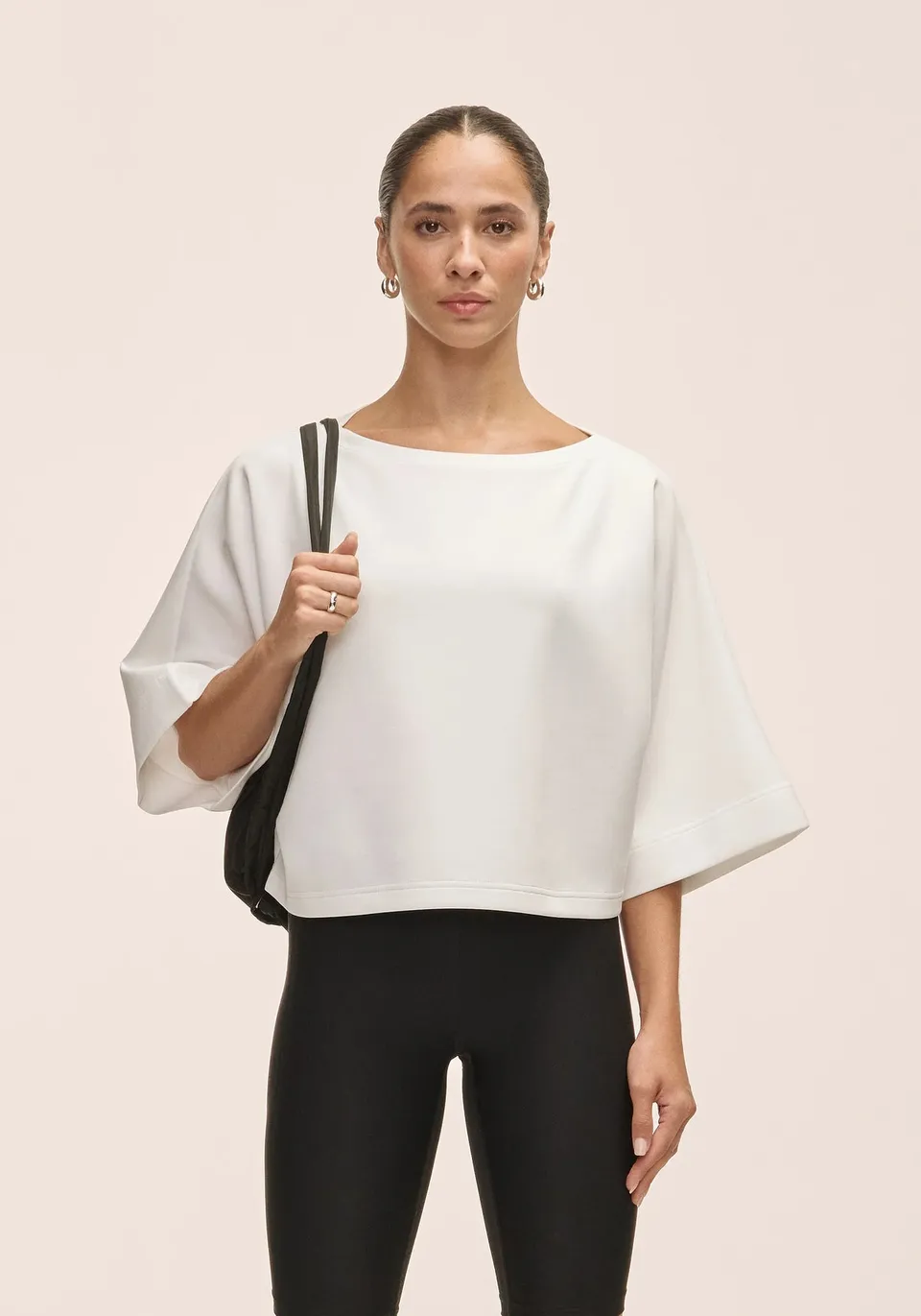 Casall Aria Cropped Boatneck maglia cropped bianca rilassata