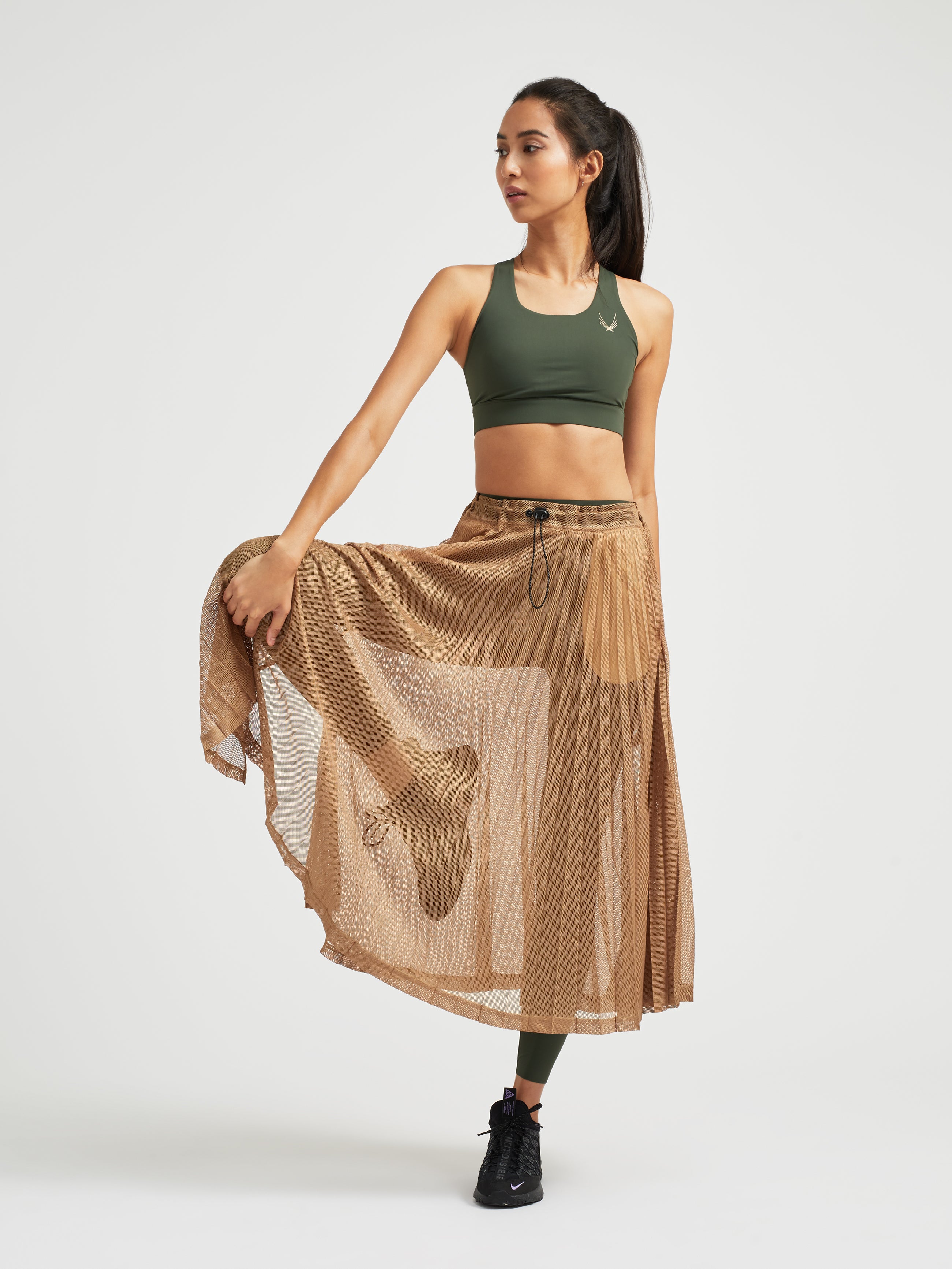 Lucas Hugh Pivot Pleated Skirt gonna midi dune traspirante