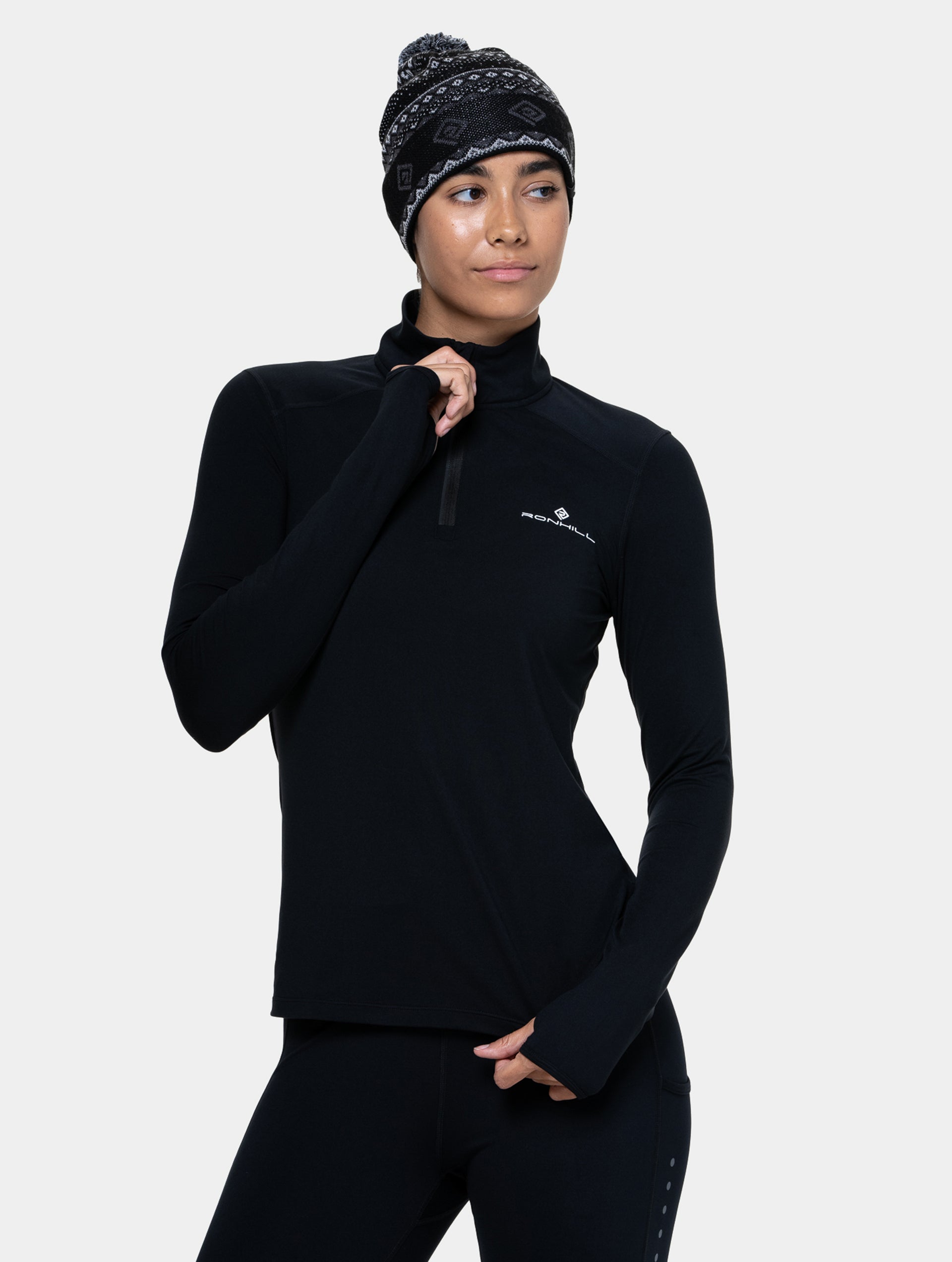 Ronhill Core Thermal maglia running Black mezza zip termica
