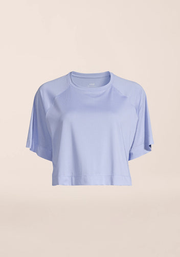 Casall Laser Mesh Crop Tee t-shirt Blueberry Mist traspirante