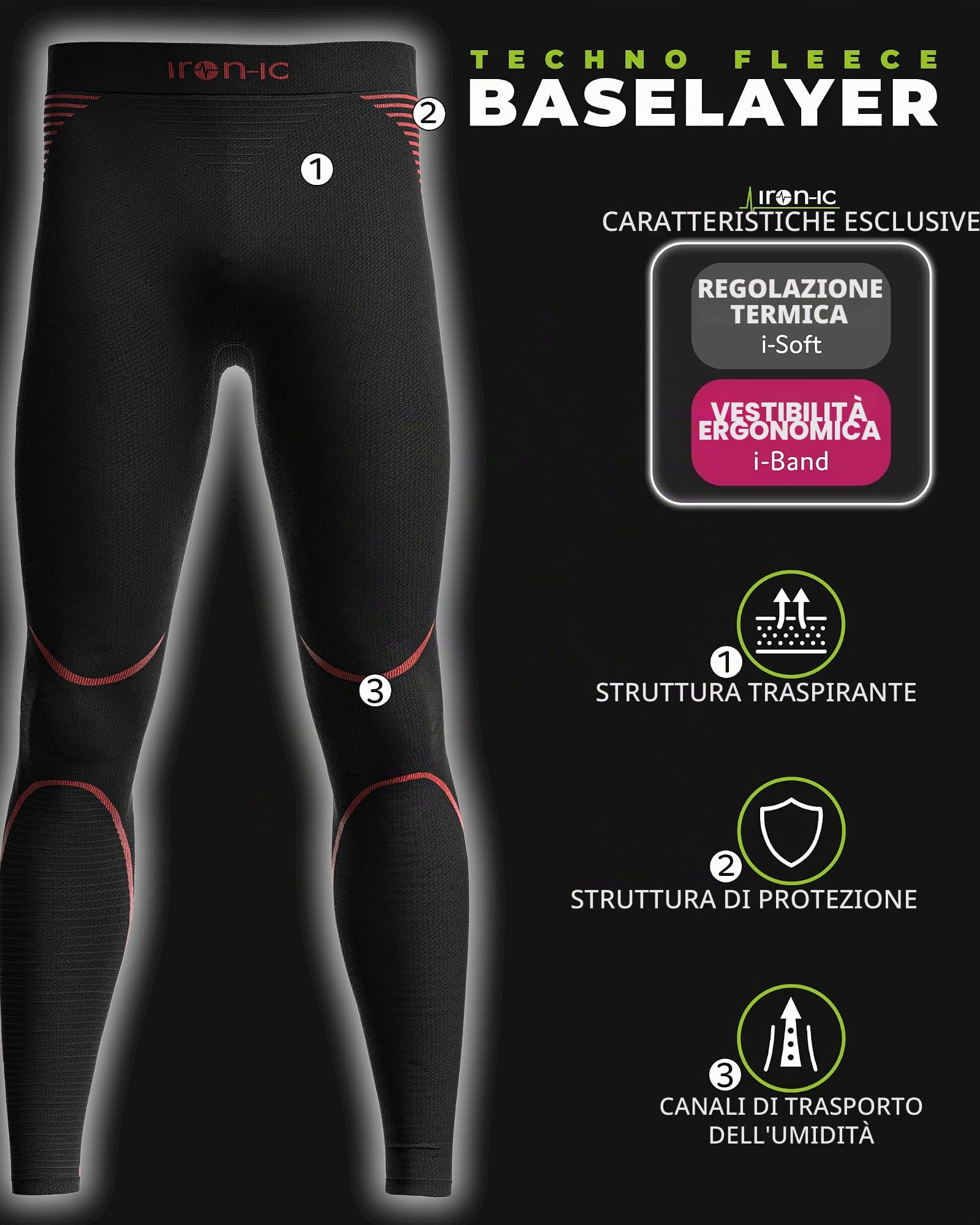 IRON-IC I-Soft 600826 leggings uomo felpati invernali