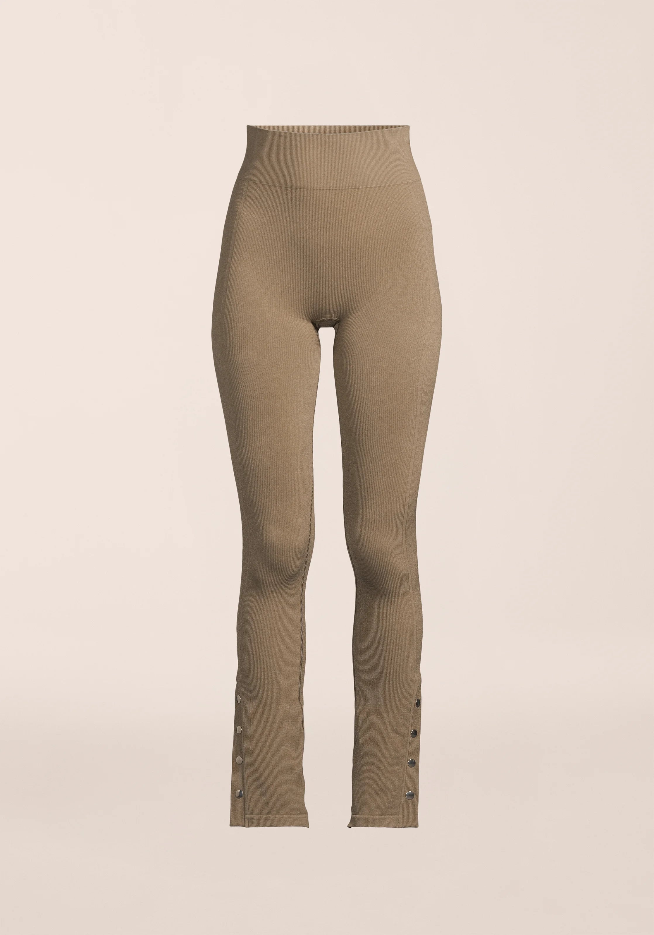 Casall Seamless Rib Slit Pants pantaloni khaki yoga