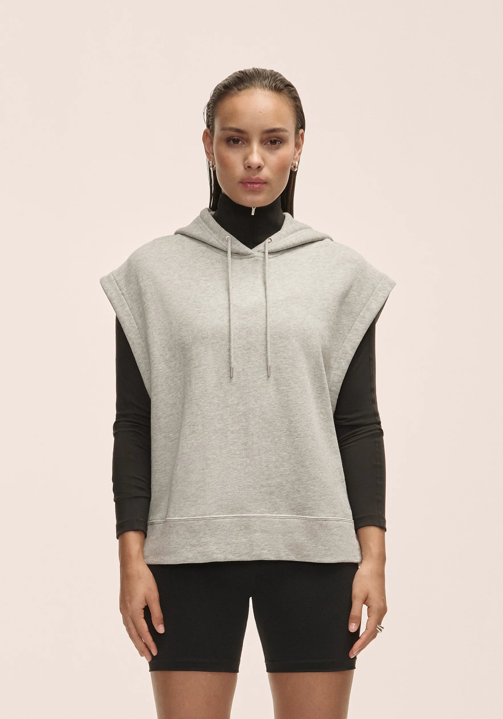 Casall Terry Spring Sleeveless Hoodie felpa grigia cotone