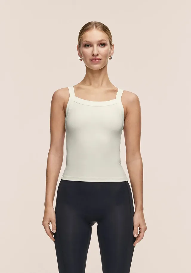 Casall Defined Rib Tank canotta fitness verde a costine
